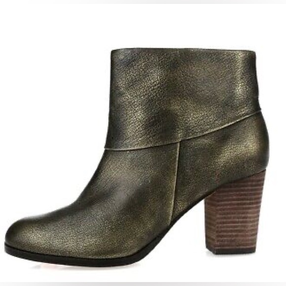 Cole Haan Cassidy Leather Bootie Bronze Metallic Ankle Boots - Picture 1 of 10